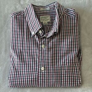J. Crew Classic Fit Gingham‎ Button Down Shirt Men's Size L Cotton Stretch
